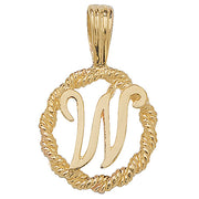 9K Yellow Gold Rope Initial Pendant