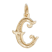 9K Yellow Gold Gothic Initial Pendant | Charmé