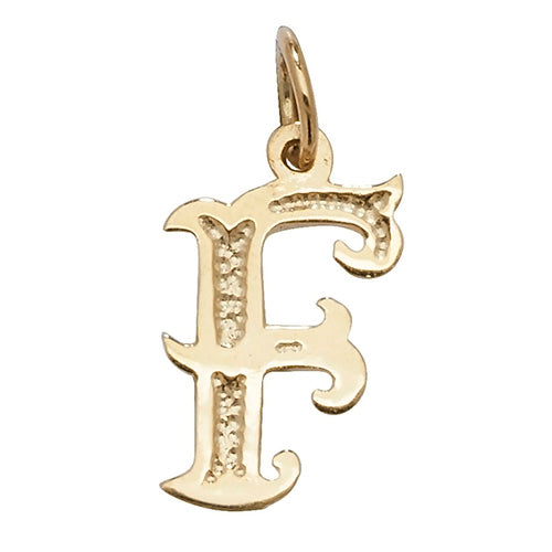 9K Yellow Gold Gothic Initial Pendant | Charmé