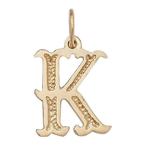 9K Yellow Gold Gothic Initial Pendant | Charmé
