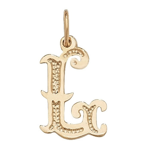 9K Yellow Gold Gothic Initial Pendant