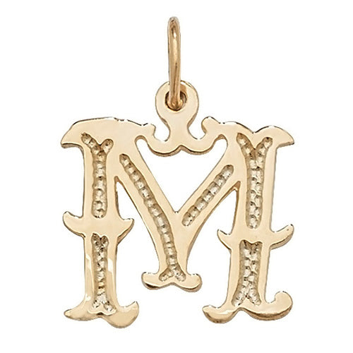 9K Yellow Gold Gothic Initial Pendant