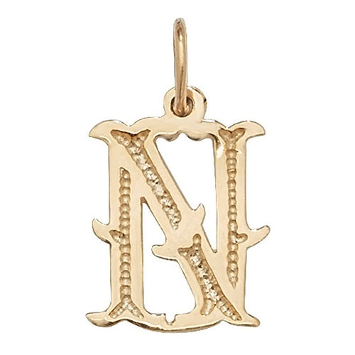 9K Yellow Gold Gothic Initial Pendant | Charmé