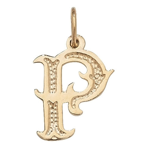 9K Yellow Gold Gothic Initial Pendant | Charmé