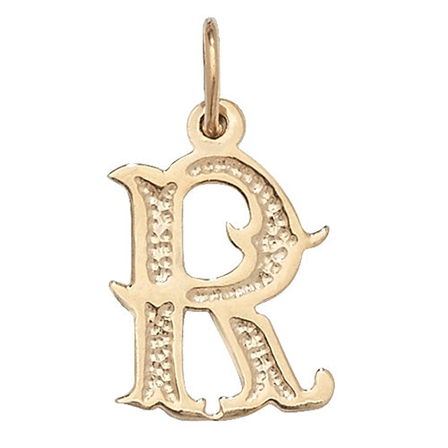 9K Yellow Gold Gothic Initial Pendant | Charmé