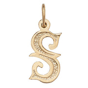 9K Yellow Gold Gothic Initial Pendant | Charmé