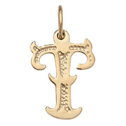 9K Yellow Gold Gothic Initial Pendant | Charmé