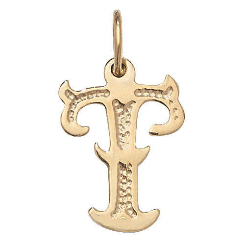 9K Yellow Gold Gothic Initial Pendant