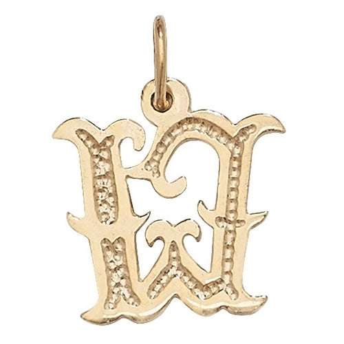 9K Yellow Gold Gothic Initial Pendant | Charmé