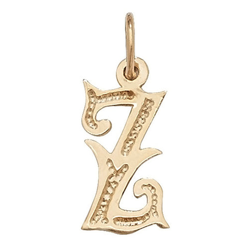 9K Yellow Gold Gothic Initial Pendant | Charmé