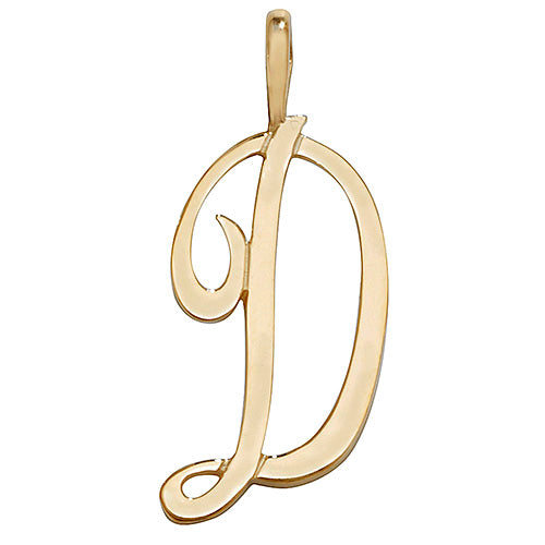 9K Yellow Gold Polished Script Initial Pendant