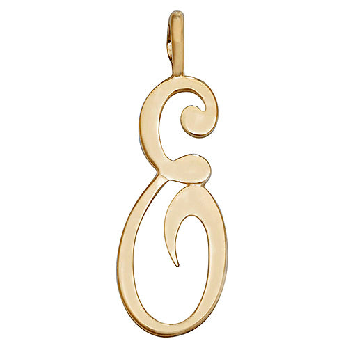 9K Yellow Gold Polished Script Initial Pendant