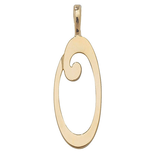 9K Yellow Gold Polished Script Initial Pendant