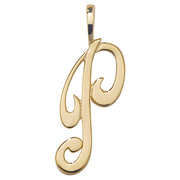 9K Yellow Gold Polished Script Initial Pendant