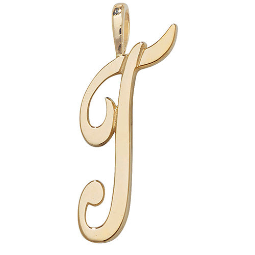 9K Yellow Gold Polished Script Initial Pendant
