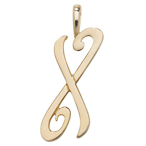 9K Yellow Gold Polished Script Initial Pendant
