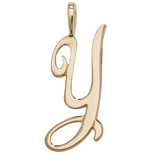 9K Yellow Gold Polished Script Initial Pendant