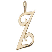 9K Yellow Gold Polished Script Initial Pendant