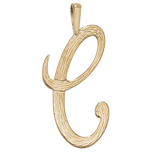 9K Yellow Gold Barked Script Initial Pendant | Charmé