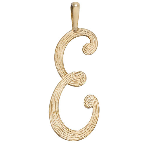 9K Yellow Gold Barked Script Initial Pendant