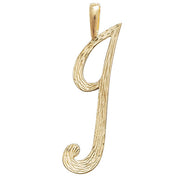 9K Yellow Gold Barked Script Initial Pendant | Charmé