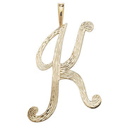 9K Yellow Gold Barked Script Initial Pendant | Charmé