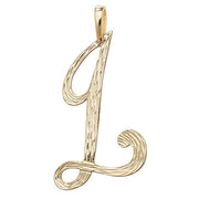 9K Yellow Gold Barked Script Initial Pendant