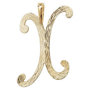 9K Yellow Gold Barked Script Initial Pendant | Charmé