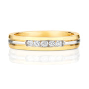 9K Yellow Gold 0.06ct Diamond Wedding Ring Pc / 3d 2.7mm