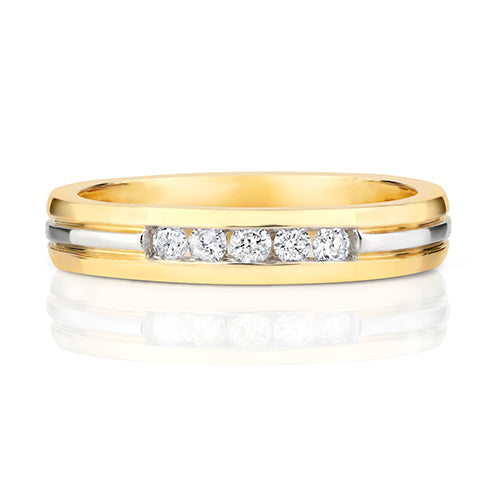 9K Yellow Gold 0.06ct Diamond Wedding Ring Pc / 3d 2.7mm