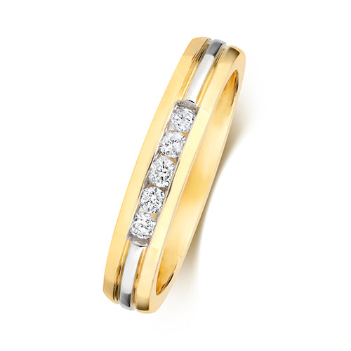 9K Yellow Gold 0.06ct Diamond Wedding Ring Pc / 3d 2.7mm