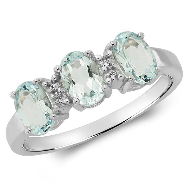 Aquamarine and Diamond Ring in 9K White Gold