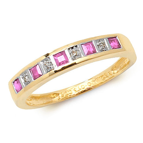 Pink Sapphire and Diamond Ring in 9K Gold
