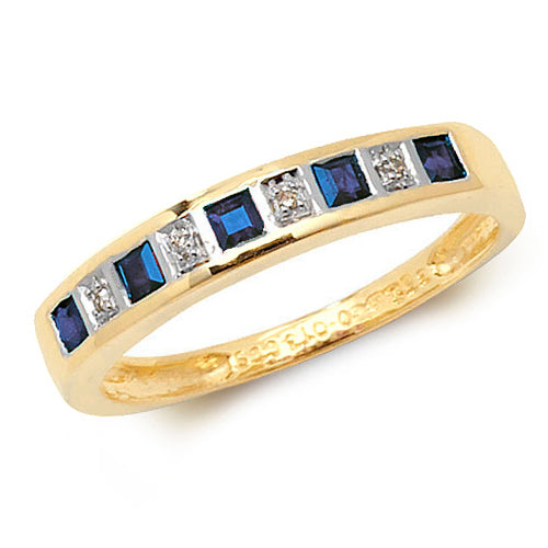 Sapphire and Diamond Ring in 9K Gold