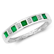 Emerald and Diamond Ring in 9K White Gold