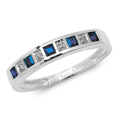 Sapphire and Diamond Ring in 9K White Gold