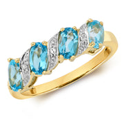 Blue Topaz and Diamond Ring in 9K Gold