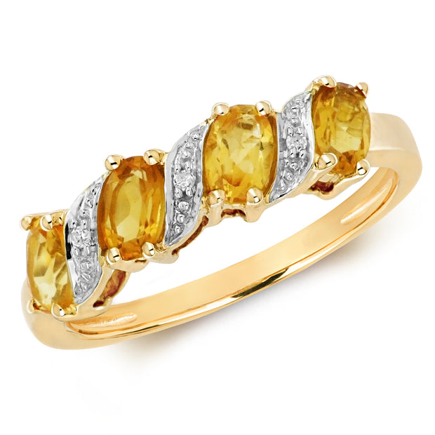 Citrine and Diamond Ring in 9K Gold