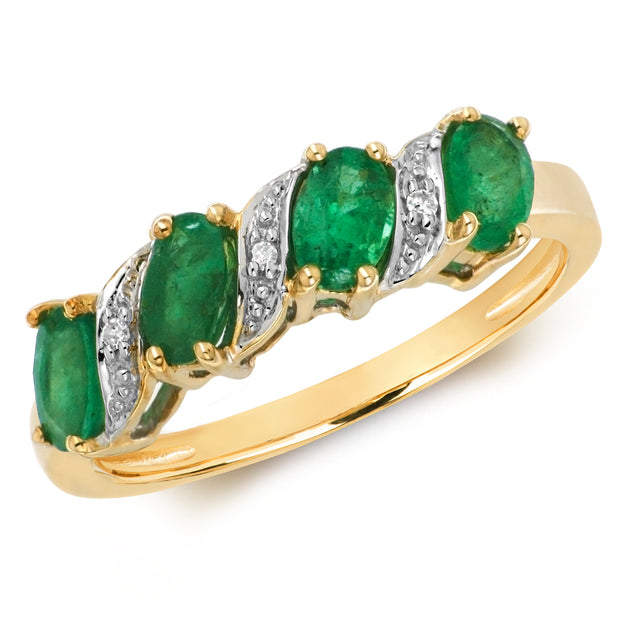 Emerald and Diamond Ring in 9K Gold