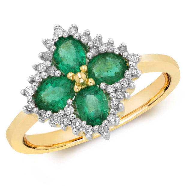 Emerald and Diamond Ring in 9K Gold