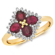 Ruby and Diamond Ring in 9K Gold