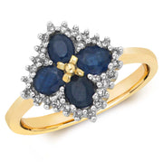 Sapphire and Diamond Ring in 9K Gold