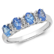 Tanzanite and Diamond Ring in 9K White Gold