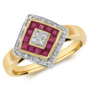 Diamond & Ruby Ring in 9K Gold