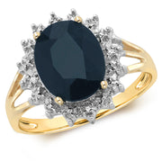 Sapphire & Diamond Ring in 9K Gold