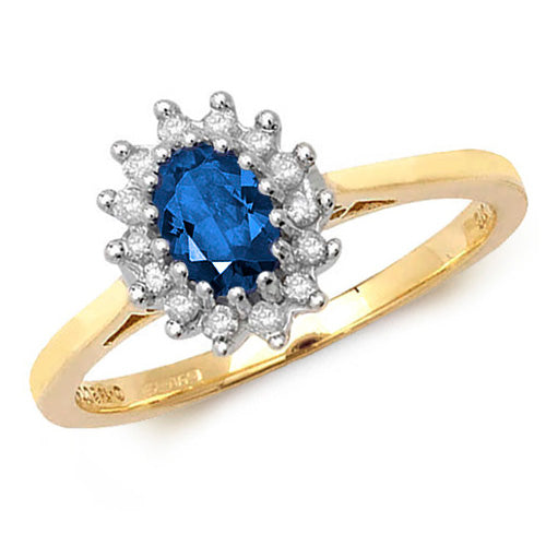 Sapphire and Diamond Ring in 9K Gold