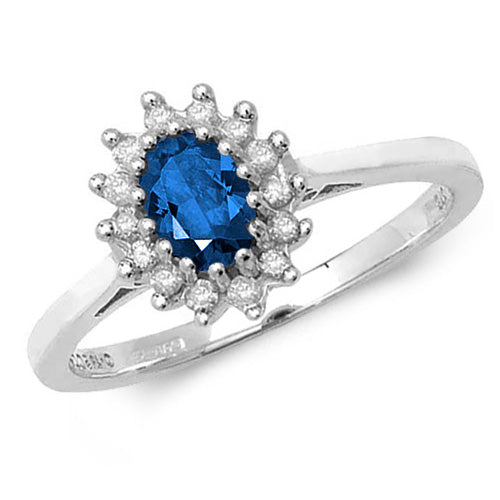 Sapphire and Diamond Ring in 9K White Gold