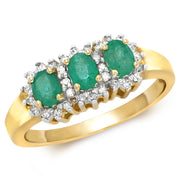 Emerald and Diamond Ring in 9K Gold