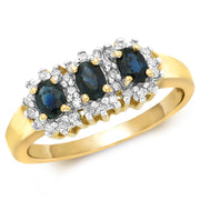 Sapphire and Diamond Ring in 9K Gold