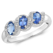 Tanzanite and Diamond Ring in 9K White Gold